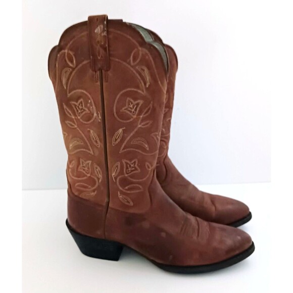 Ariat Heritage Brown Leather Western Cowgirl Boot Embroidered Shaft Sz 6C - Picture 5 of 10